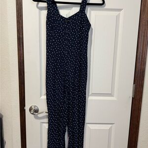 LOFT Navy Polka Dot Jumpsuit